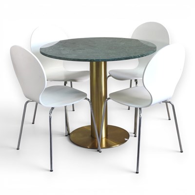 Lot 203 - A modern marble top circular dining table, on...