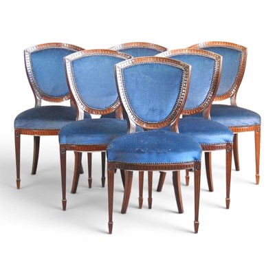 Lot 287 - A set of six blue upholstered dining chairs (6)