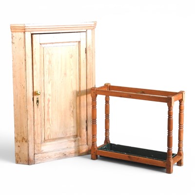 Lot 173 - An antique pine corner cupboard, 80cm wide,...