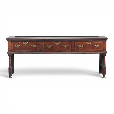 Lot 144 - An 18th century oak dresser base, containing...