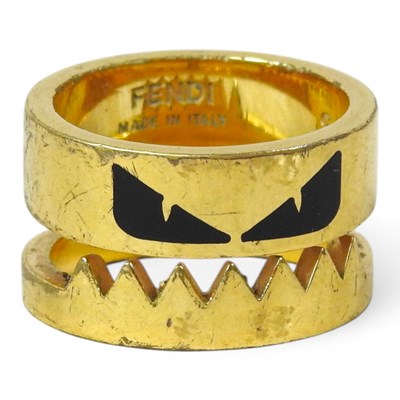 Lot 102 - A Fendi gilt brass Monster ring, stamped marks,...