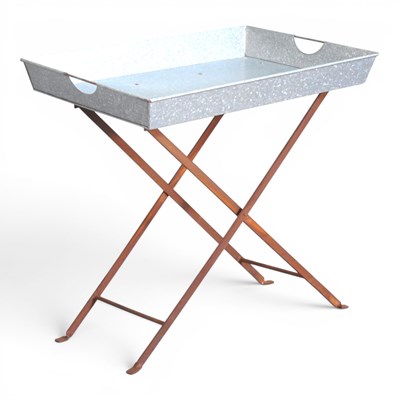 Lot 416 - A metal folding garden tray, on stand