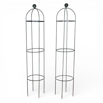 Lot 384 - A pair of new metal garden obelisk plant...