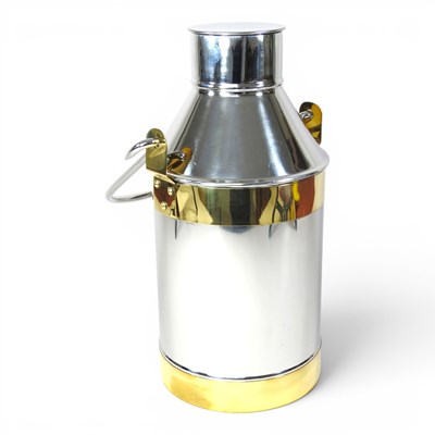 Lot 369 - A small stainless steel milk churn, with...
