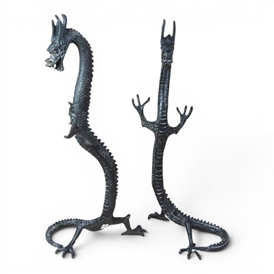 Lot 443 - A pair of modern bronze bookends, in the form...
