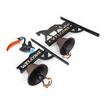 Lot 337 - A painted metal Toucan bell, together with a...