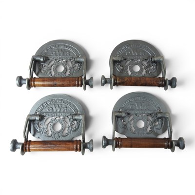 Lot 643 - A set of four metal GWR style toilet roll...