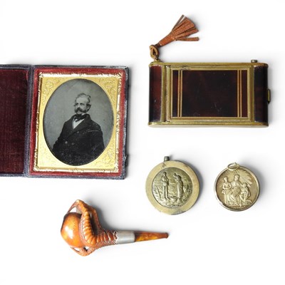 Lot 125 - A 19th century miniature portrait, together...