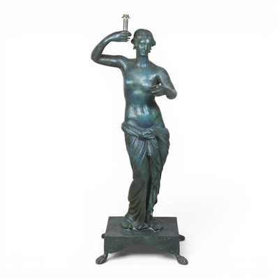 Lot 45 - A 19th century painted bronze statue of Venus,...