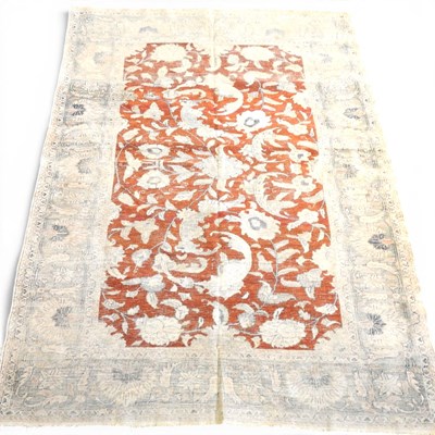 Lot 242 - An Afghan part silk rug, with scrolling...
