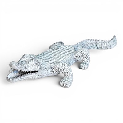 Lot 543 - A cast metal garden model of a crocodile, 85cm...