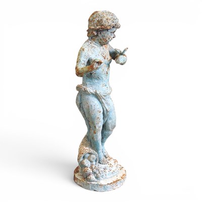 Lot 96 - A verdigris metal garden statue of a figure,...