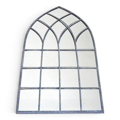 Lot 744 - A metal framed arched garden mirror, 116 x 51cm