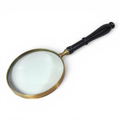 Lot 273 - A magnifying glass, with a wooden handle, 38cm...