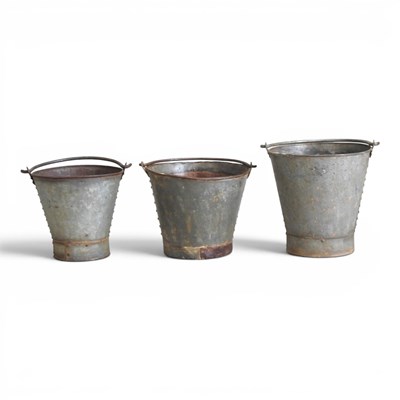 Lot 508 - A collection of three galvanised pails,...