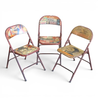 Lot 358 - Three new variously painted metal folding...
