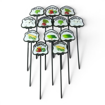 Lot 221 - A set of twelve painted metal vegetable...