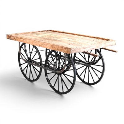 Lot 91 - A thela wooden hand cart, on a metal base,...