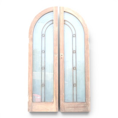 Lot 483 - A pair of large reclaimed oak glazed doors, of...