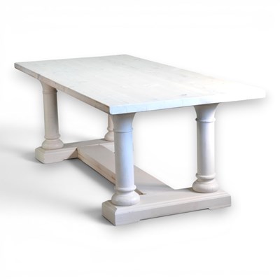 Lot 21 - A large painted and limed pine refectory...