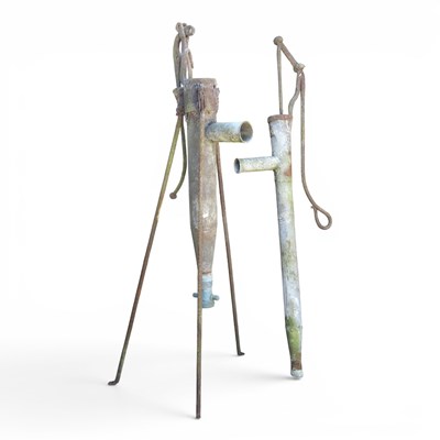Lot 400 - A galvanised garden water pump, 171cm long,...
