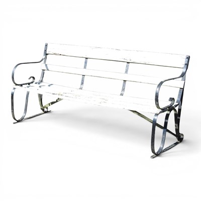 Lot 48 - A iron garden bench, with a white painted...