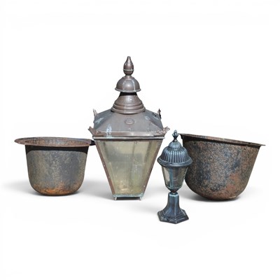 Lot 258 - A late 20th century copper lantern, 89cm high,...