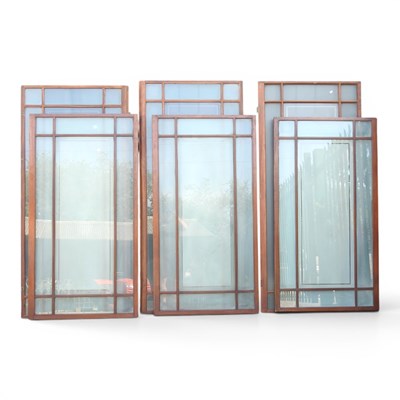 Lot 470 - A pair of wooden doors, with frosted glass...