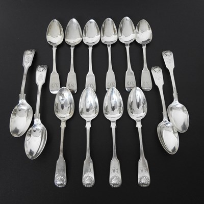 Lot 94 - A set of five Victorian Scottish silver shell...