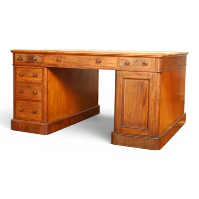 Lot 449 - A Victorian mahogany pedestal partner's desk