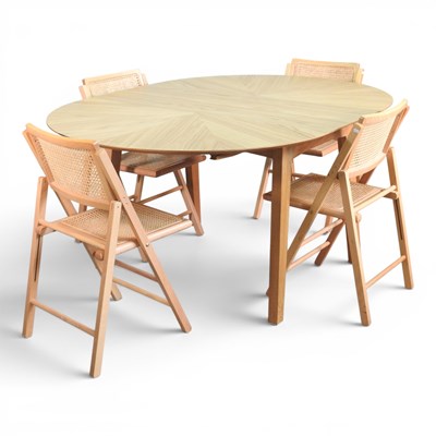 Lot 44 - An modern Duhrer light oak circular extending...