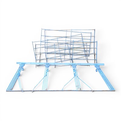 Lot 502 - A collection of five blue painted iron estate...
