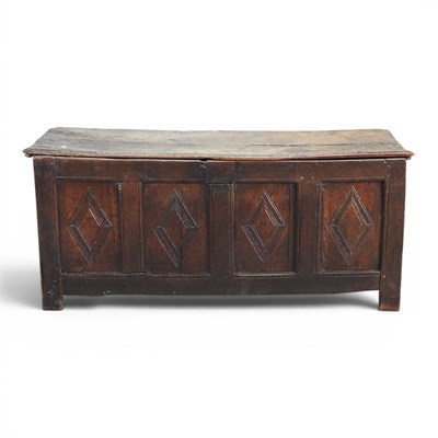 Lot 225 - A 17th century oak and elm coffer, with a...