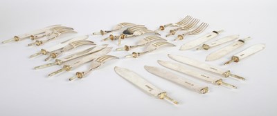 Lot 10 - A collection of silver fish knives and forks,...