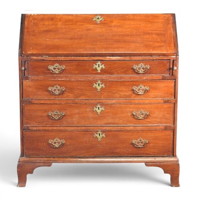 Lot 126 - A 19th century mahogany bureau, on bracket feet