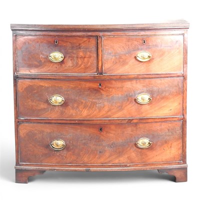 Lot 139 - A 19th century mahogany bow front chest, on...