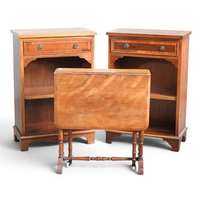 Lot 261 - A pair of yew reproduction bedside cabinets,...