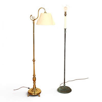 Lot 555 - A brass standard lamp, together with another...