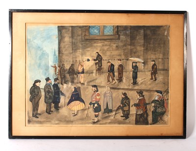 Lot 343 - E.D. Holt, figures, watercolour, 36cm x 52cm.