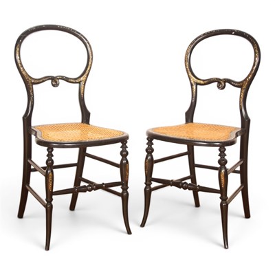 Lot 563 - A pair of Victorian ebonized papier-mâché...