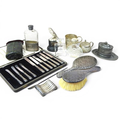 Lot 270 - A Victorian silver mounted glass hip flask,...