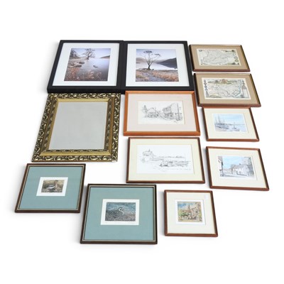 Lot 678 - A collection of pictures and mirrors, to...