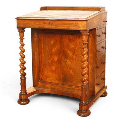 Lot 455 - A Victorian rosewood Davenport desk, having a...