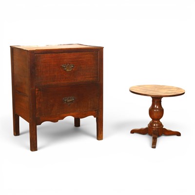 Lot 573 - A George III mahogany bedside chest, together...