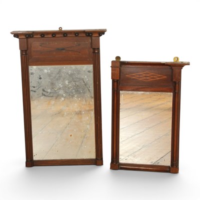 Lot 250 - A Regency style inlaid mahogany pier mirror,...
