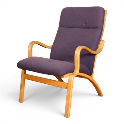 Lot 629 - A Danish Stouby purple bentwood armchair