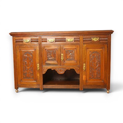 Lot 548 - A late 19th century walnut sideboard, 95 x 154...