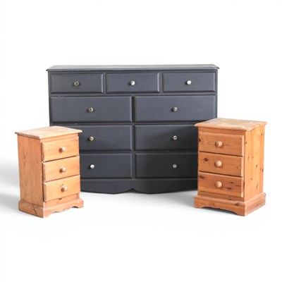 Lot 248 - A painted pine chest, 133cm wide, together...