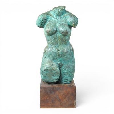 Lot 133 - A cast composition bronzed made torso, on a...