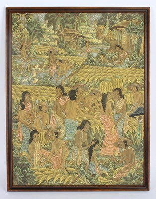 Lot 329 - Balinese School, 20th century, rice harvest,...